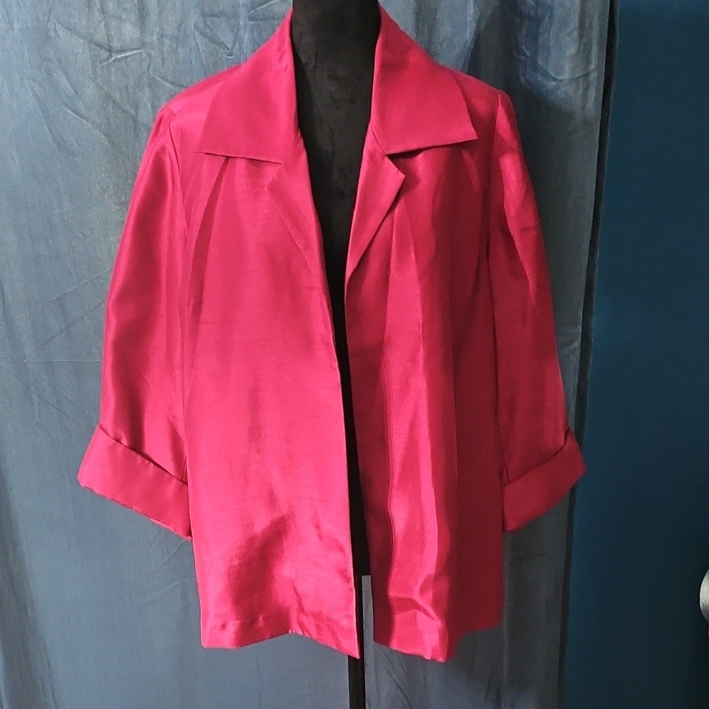 Chicos - Topper - Shantung LS - Magents Rose  - NWT - Medium (Chicos Size 1)